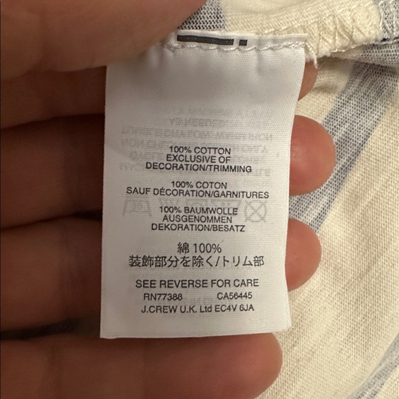 J. Crew Cream and Navy Striped Tee with Red Lip Accent - Picture 6 of 7